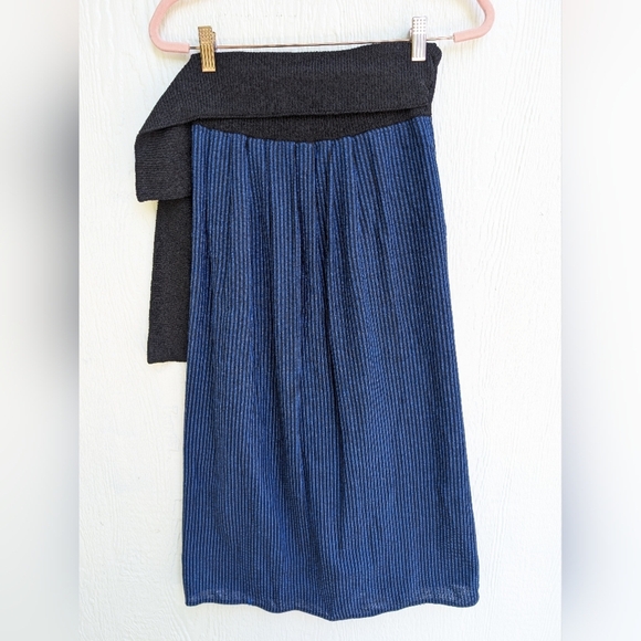 Vintage Maria Rodriguez Chicago Blue Black Wrap Skirt Pockets Women's Size Small - Picture 7 of 9